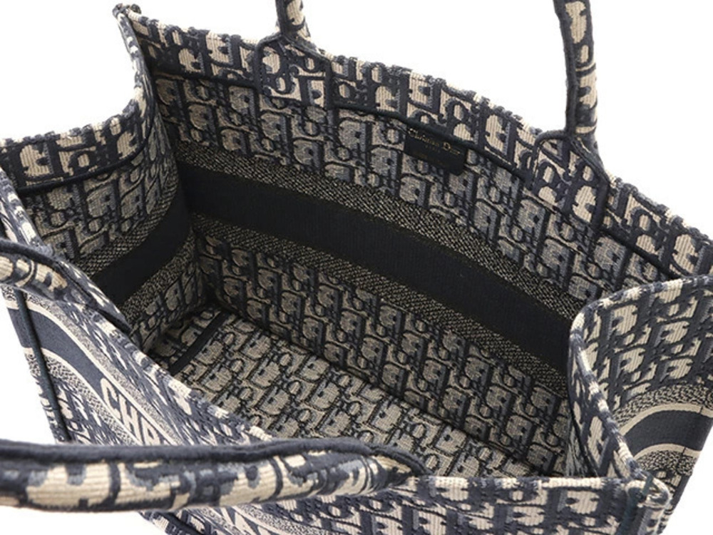 Christian Dior Oblique Book Tote Bag Canvas Navy Blue
